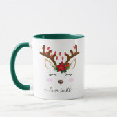 Mug Cute Reindeer Joyeux cadeau de Noël Café vert (Gauche)