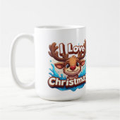 Mug Cute Reindeer Mascot With 'I Love Christmas' Text (Gauche)