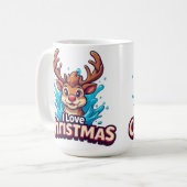 Mug Cute Reindeer Mascot With 'I Love Christmas' Text (Devant gauche)