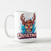 Mug Cute Reindeer Mascot With 'I Love Christmas' Text (Gauche)