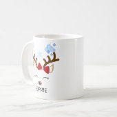 Mug Cute Reindeer Nom personnalisé Noël (Devant gauche)