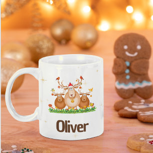 Mug Cute Reindeer Trio étoiles de vacances avec votre