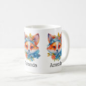Mug Cute Renard orange avec Couronne florale (Devant droit)
