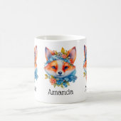 Mug Cute Renard orange avec Couronne florale (Centre)