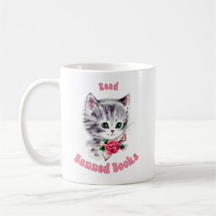 Mug Cute Retro Chat - Lire Livres Interdits