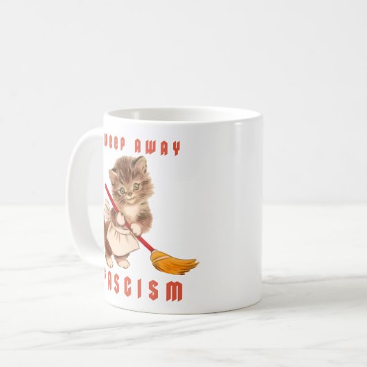 Mug Cute Retro Kitten - Balayer le fascisme (Devant gauche)