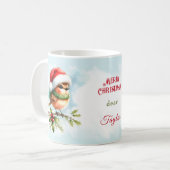 Mug Cute Robin À Santa Hat Nom Personnalisé Noël (Devant gauche)