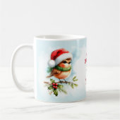 Mug Cute Robin À Santa Hat Nom Personnalisé Noël (Gauche)