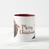Mug Cute Robin Birds Berries Wreath Photo de Noël (Centre)