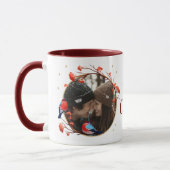 Mug Cute Robin Birds Berries Wreath Photo de Noël (Gauche)