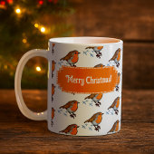 Mug Cute Robin Red Breast Merry Christmas! Pattern