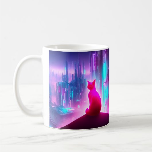 Mug Cute rose Cyber Punk City Chat (Gauche)