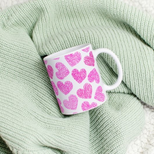 Mug Cute rose Doodled Heart Valentine's Day Motif