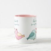 Mug Cute rose et blanc Valentines Inséparables de la F (Centre)