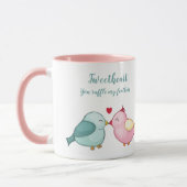 Mug Cute rose et blanc Valentines Inséparables de la F (Gauche)
