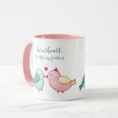 Mug Cute rose et blanc Valentines Inséparables de la F (Devant gauche)