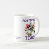 Mug Cute rose et Indigo FOSTER MOMS ENSEIGNER Floral (Devant droit)