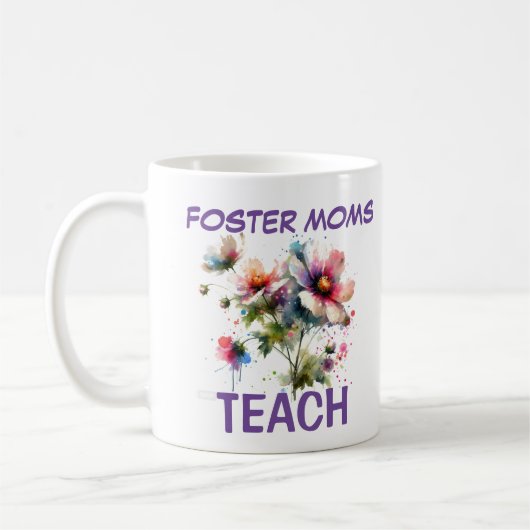 Mug Cute rose et Indigo FOSTER MOMS ENSEIGNER Floral (Gauche)