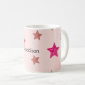 Mug Cute Rose Pastel Étoiles Motif de Noël (Devant droit)