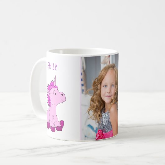 Mug Cute Rose Unicorne Enfants Photo (Devant gauche)