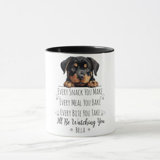 Mug Cute Rottweiler Chien Drôle Personnalisé (Centre)