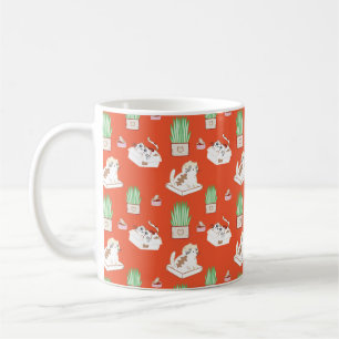 Mug Cute rouge Chat et Motif d'herbe Cette vie de ch