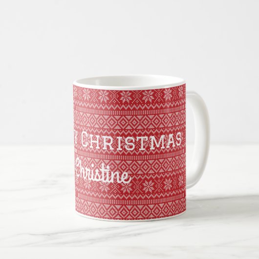 Mug Cute Rouge simple Joyeux Noël personnalisé (Devant droit)