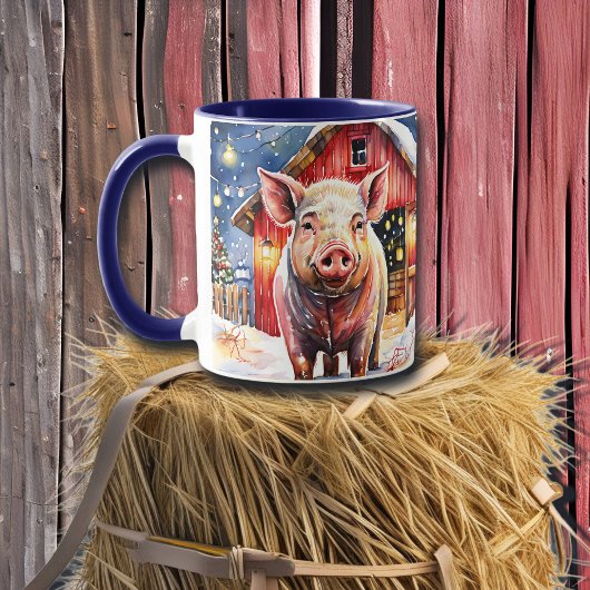 Mug Cute rustique Cochon de Noël et Grange