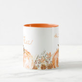 Mug Cute saisonnier Bonjour Automne Aquarelle Citrouil (Centre)