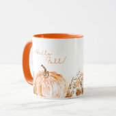 Mug Cute saisonnier Bonjour Automne Aquarelle Citrouil (Devant gauche)