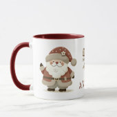 Mug Cute Santa Claus & Bow Drawing Christmas Name (Gauche)