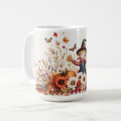 Mug Cute Scarecrow avec Citrouille et fleur sauvage (Devant gauche)