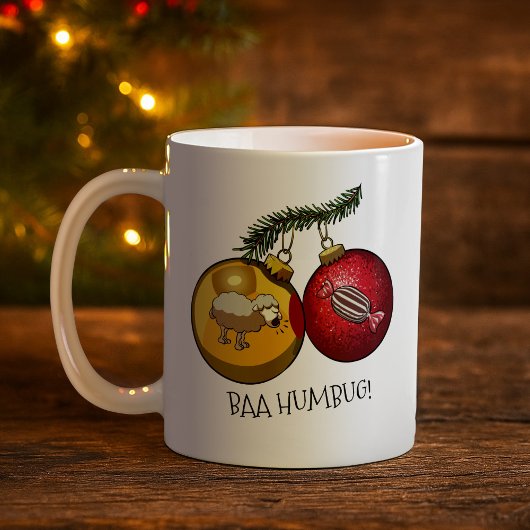 Mug Cute Sheep Baa Humbug! Christmas Scrooge Cartoon