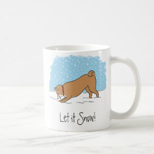 Mug Cute Shiba Inu Laisser Neige - Joyeux Fêtes De Chi