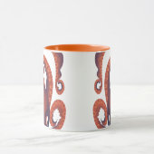 Mug Cute Shy Orange Peeking Octopus Sea Life (Centre)
