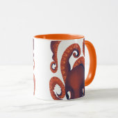 Mug Cute Shy Orange Peeking Octopus Sea Life (Devant droit)