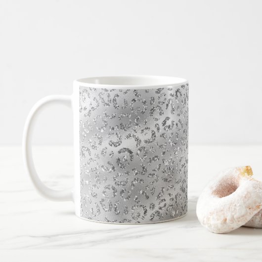 Mug Cute Silver Cheetah Leopard Motif d'impression (Avec donut)