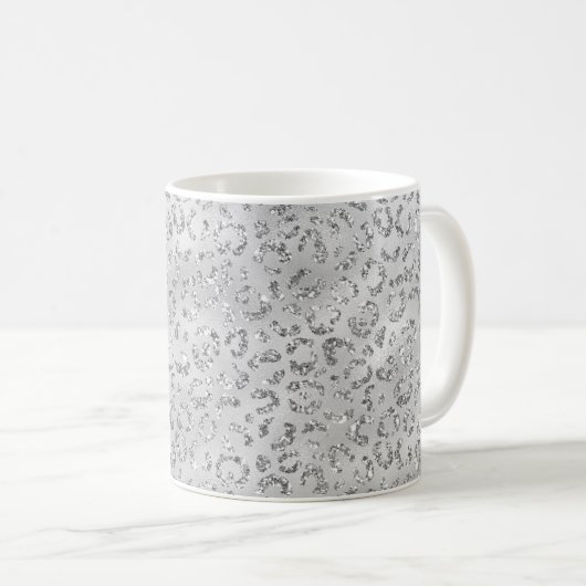 Mug Cute Silver Cheetah Leopard Motif d'impression (Devant droit)