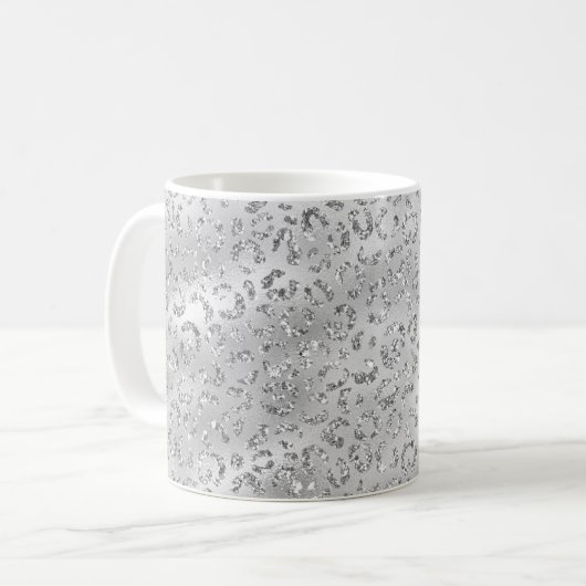 Mug Cute Silver Cheetah Leopard Motif d'impression (Devant gauche)