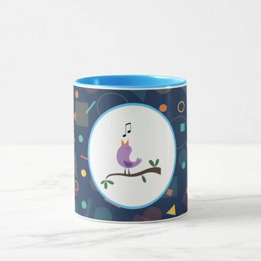 Mug Cute Singing Bird Kids Pattern Illustration (Centre)