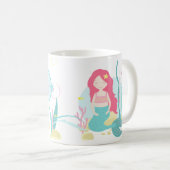 Mug Cute sirène rose et Motif de menthe (Devant droit)