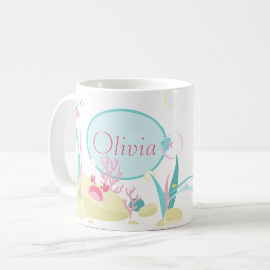 Mug Cute sirène rose et Motif de menthe (Devant gauche)