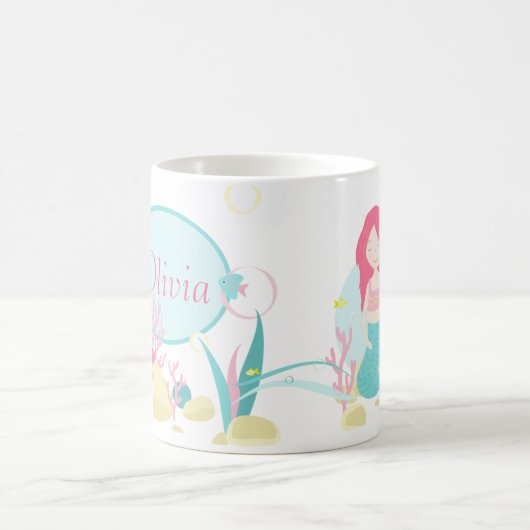 Mug Cute sirène rose et Motif de menthe (Centre)