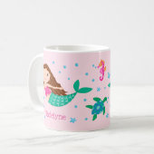 Mug Cute Sirène rose Personnalisée (Devant gauche)