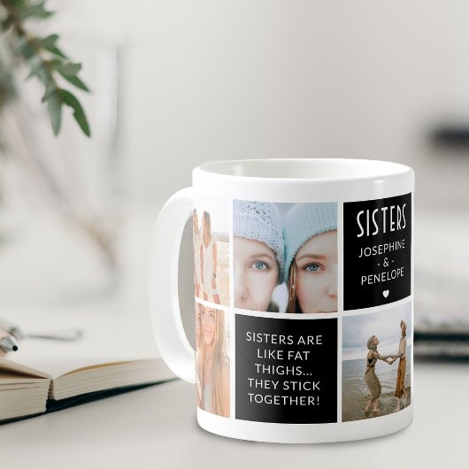 Mug Cute Sisters Photo Collage & Citation Bloc Moderne