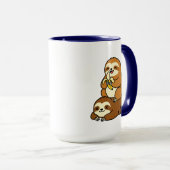 Mug Cute Sloth Eating Banana on Lazy Sloth Funny Carto (Devant droit)