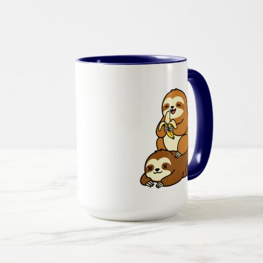 Mug Cute Sloth Eating Banana on Lazy Sloth Funny Carto (Devant droit)