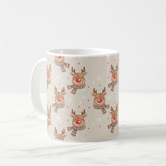 Mug Cute Smiling Reindeer Christmas Pattern (Devant gauche)
