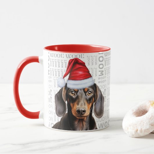 Mug Cute Smooth Dachshund Lover Christmas Holiday (Avec donut)