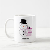 Mug Cute Snowman avec des cadeaux de Noël roses (Gauche)